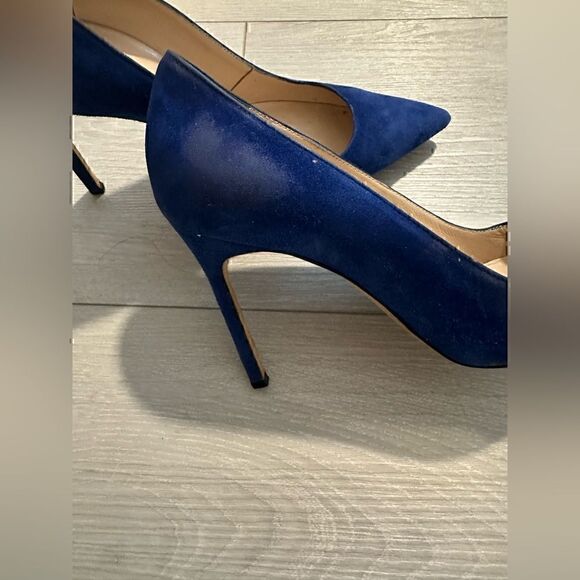 Manolo Blahnik BB 105mm Blue Suede Pumps - Picture 8 of 16
